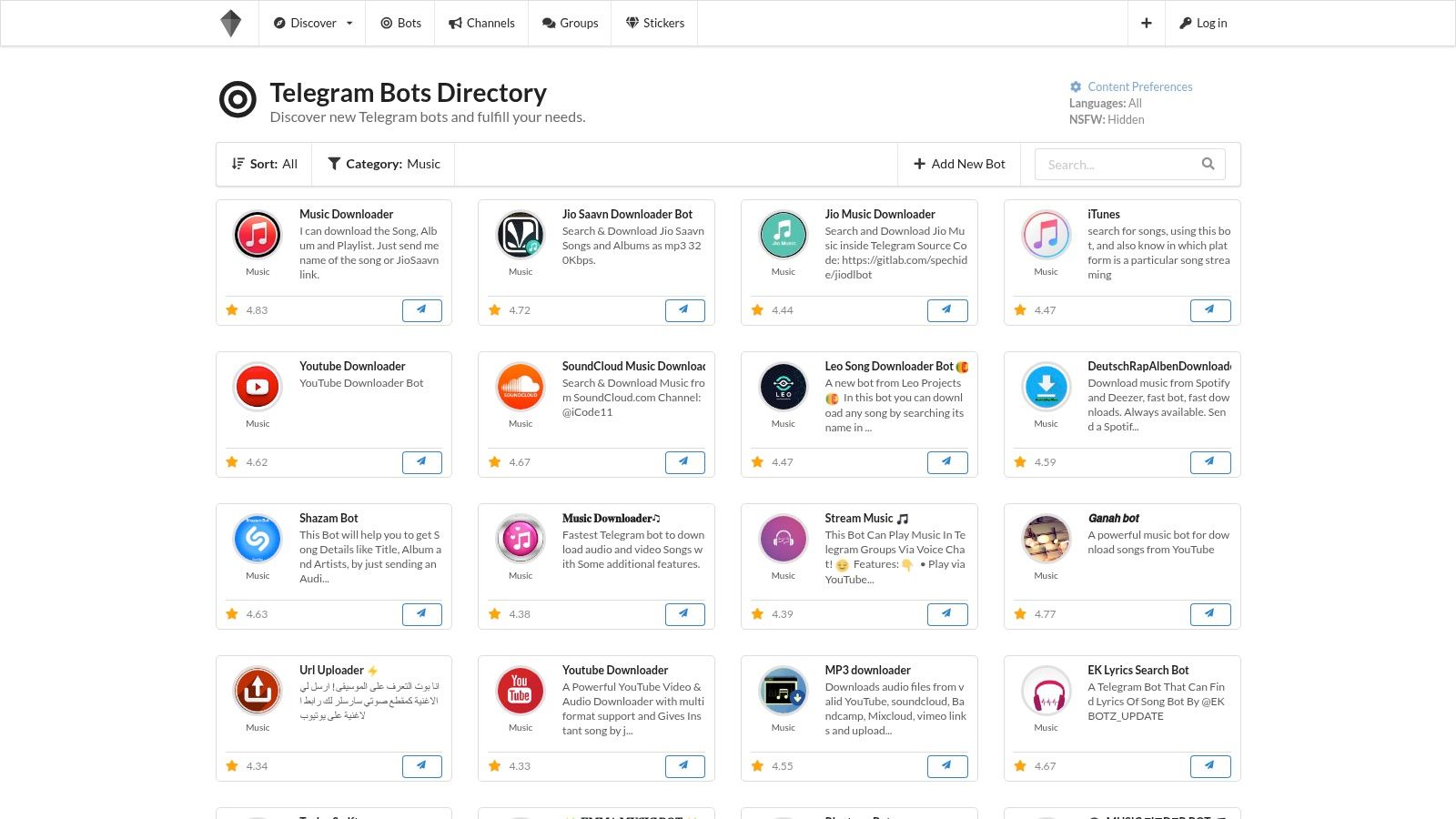 Telegramic (Music bots directory)