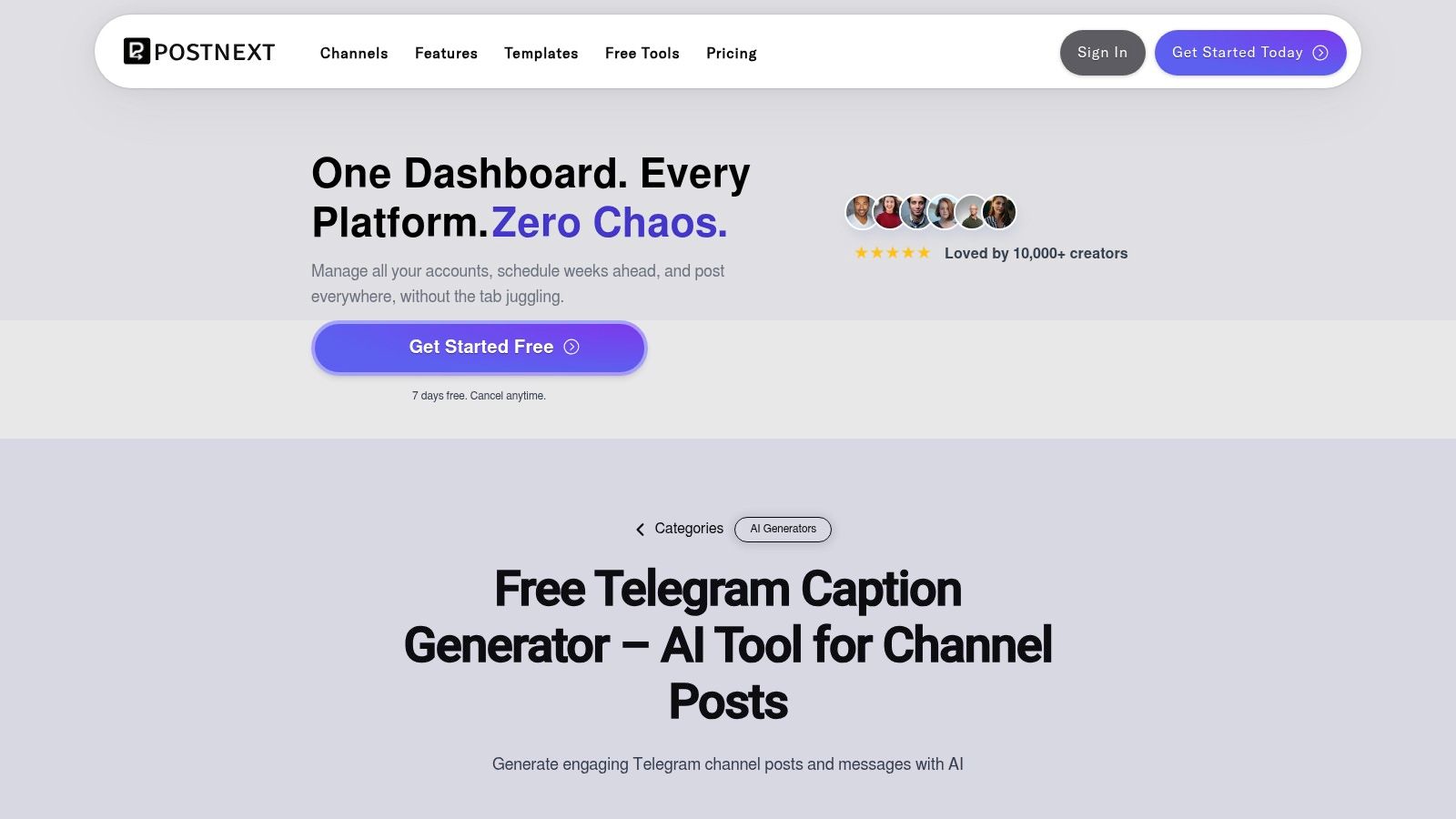 PostNext – Telegram Caption Generator (within PostNext)